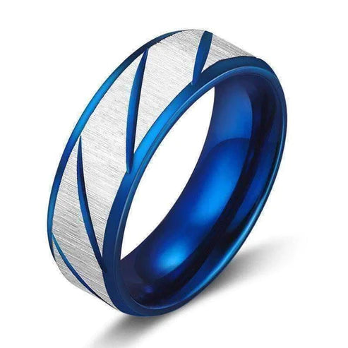 Blue Matte Steel Ring