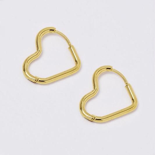 Stainless steel gold heart hoop earring