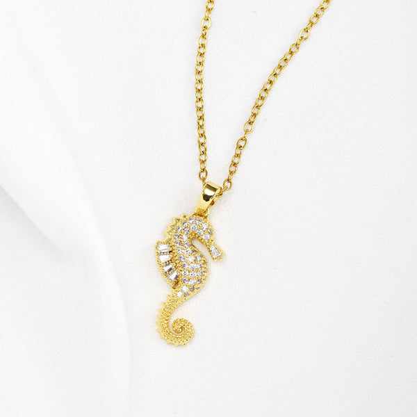 Cubic Zirconia Seahorse Necklace