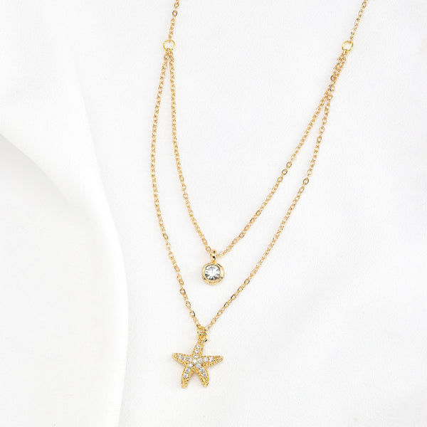 Layered Cubic Zirconia Starfish Necklace