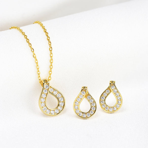 Cubic Zirconia Teardrop Necklace & Earring Set
