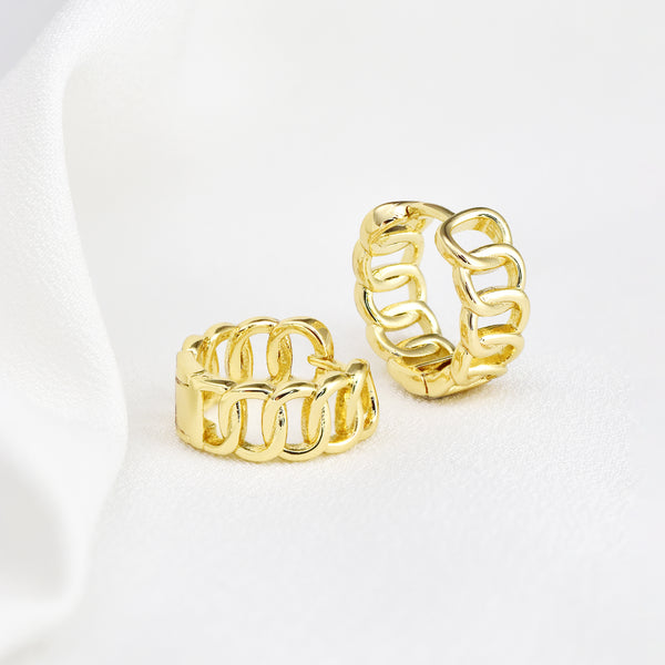 Premium 16mm Chain Link Huggie Earrings