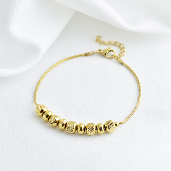 Stainless Steel Textured Bead Bracelet