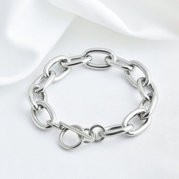 Stainless Steel Chunky Link Toggle Bracelet
