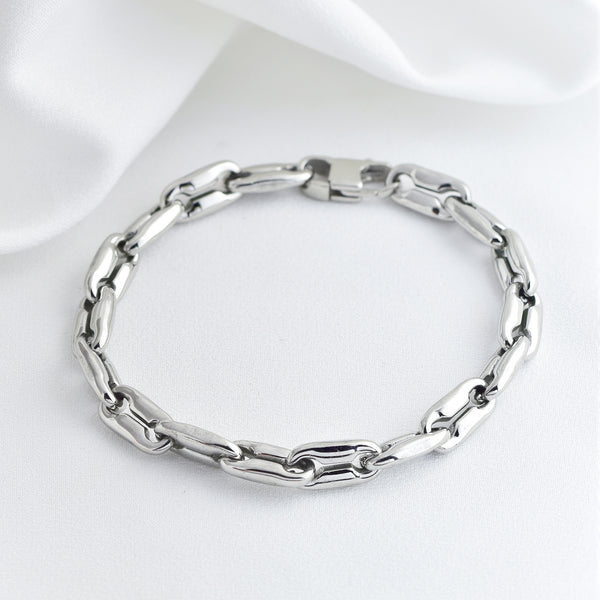 Stainless Steel Modern Puff Capsule Anchor Bracelet