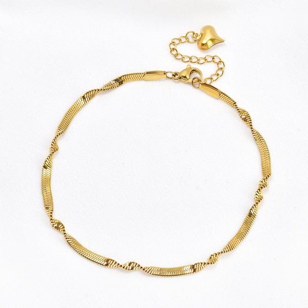 Waterproof Stainless Steel Twisted 3mm Herringbone Anklet