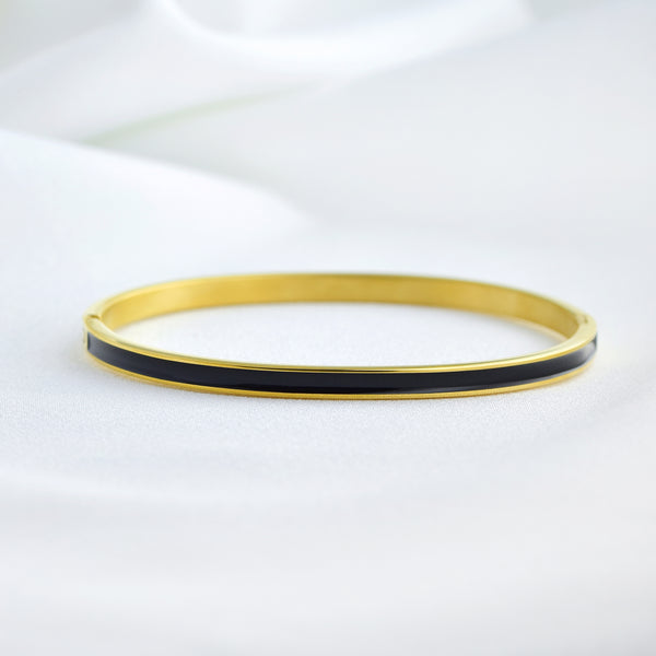 Stainless Steel Gold-Tone Enamel Bangle