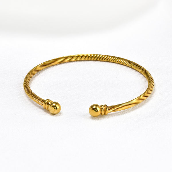 Waterproof Stainless Steel Twisted Cuff Bangle