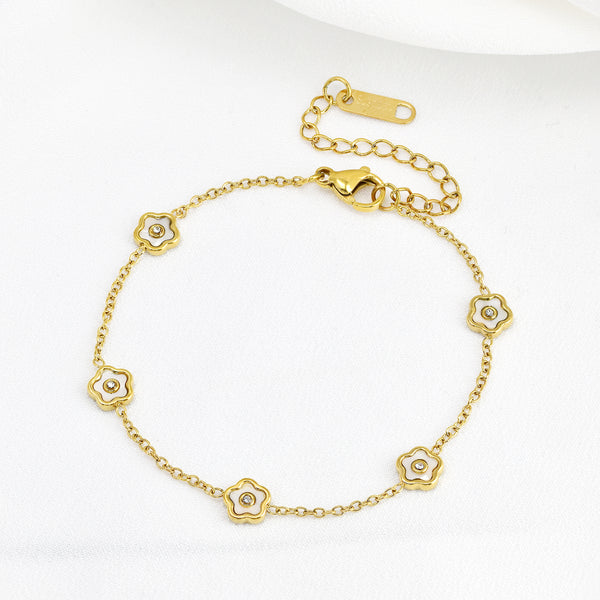 Waterproof Stainless Steel Shell Flower Bracelet