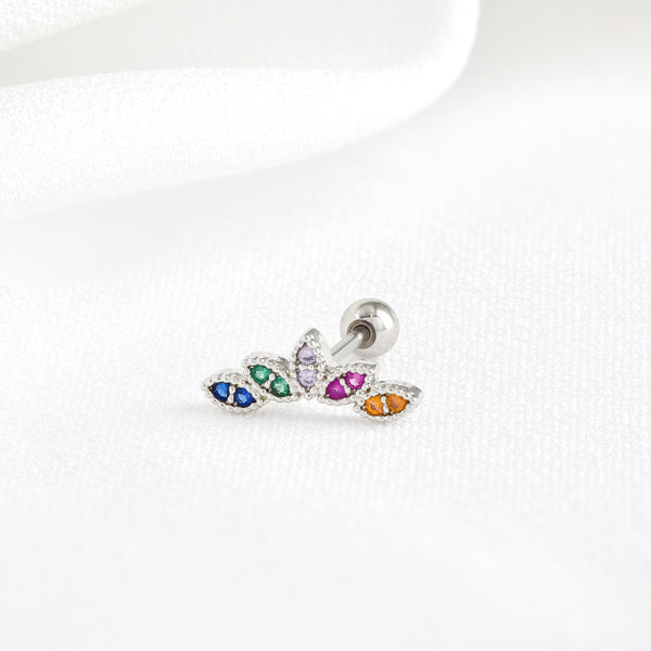 Stainless Steel Multi Colour Fanned Cubic Zirconia Piercing