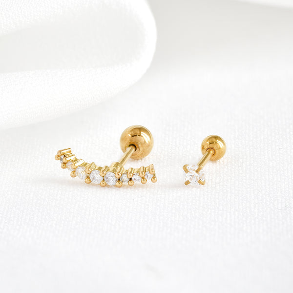 Stainless Steel Cubic Zirconia Piercing 2 Pack
