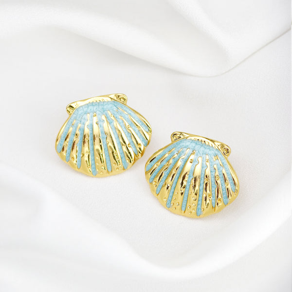 Waterproof Stainless Steel Seashell Stud Earrings
