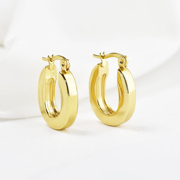 Waterproof Stainless Steel Oval Hoop Earrings