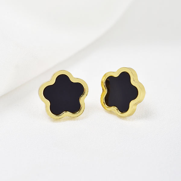 Waterproof Stainless Steel Enamel Clover Stud Earrings