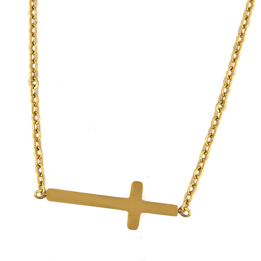 SideWays Cross Necklace