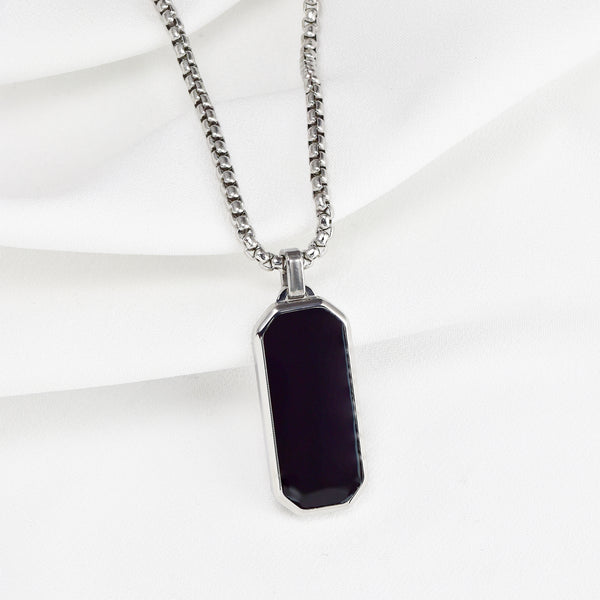 Stainless Steel Black Dog Tag Necklace