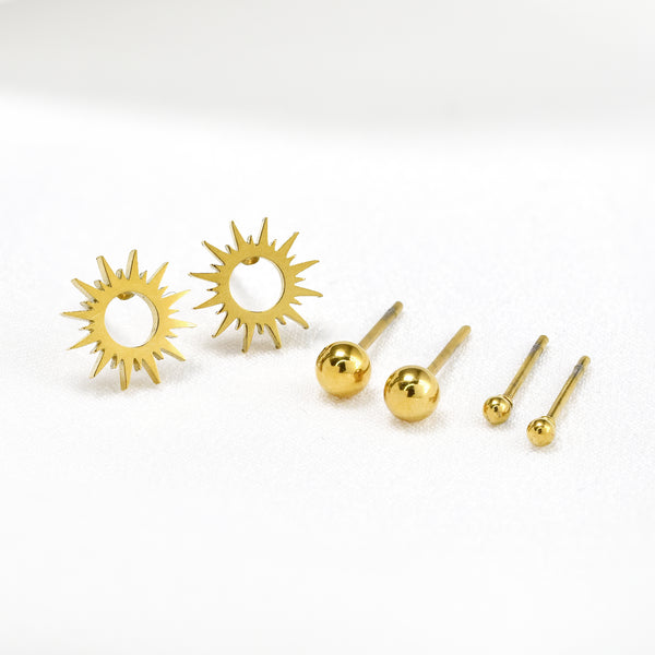 Waterproof Stainless Steel Sun & Ball Stud Pack