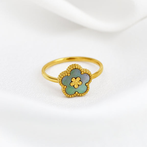 Waterproof Stainless Steel Shell Flower Ring