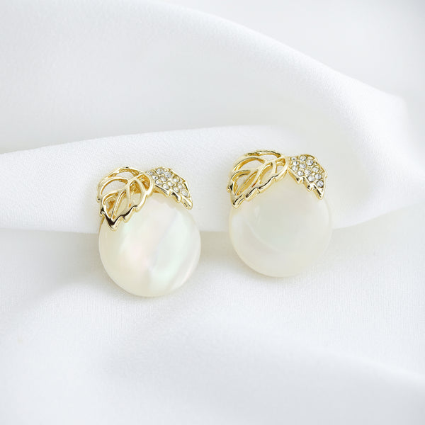 Iridescent with Gold Leaf Detail Clip-On Earrings