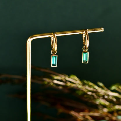 Steel hoop with stone cut attachment earring