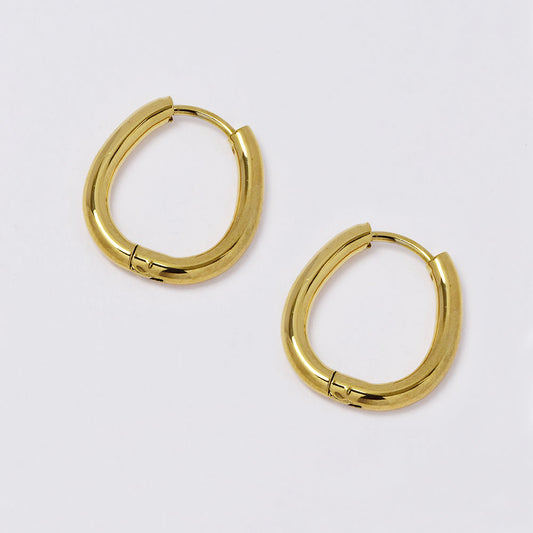 Stainless steel gold hinged hoop earring